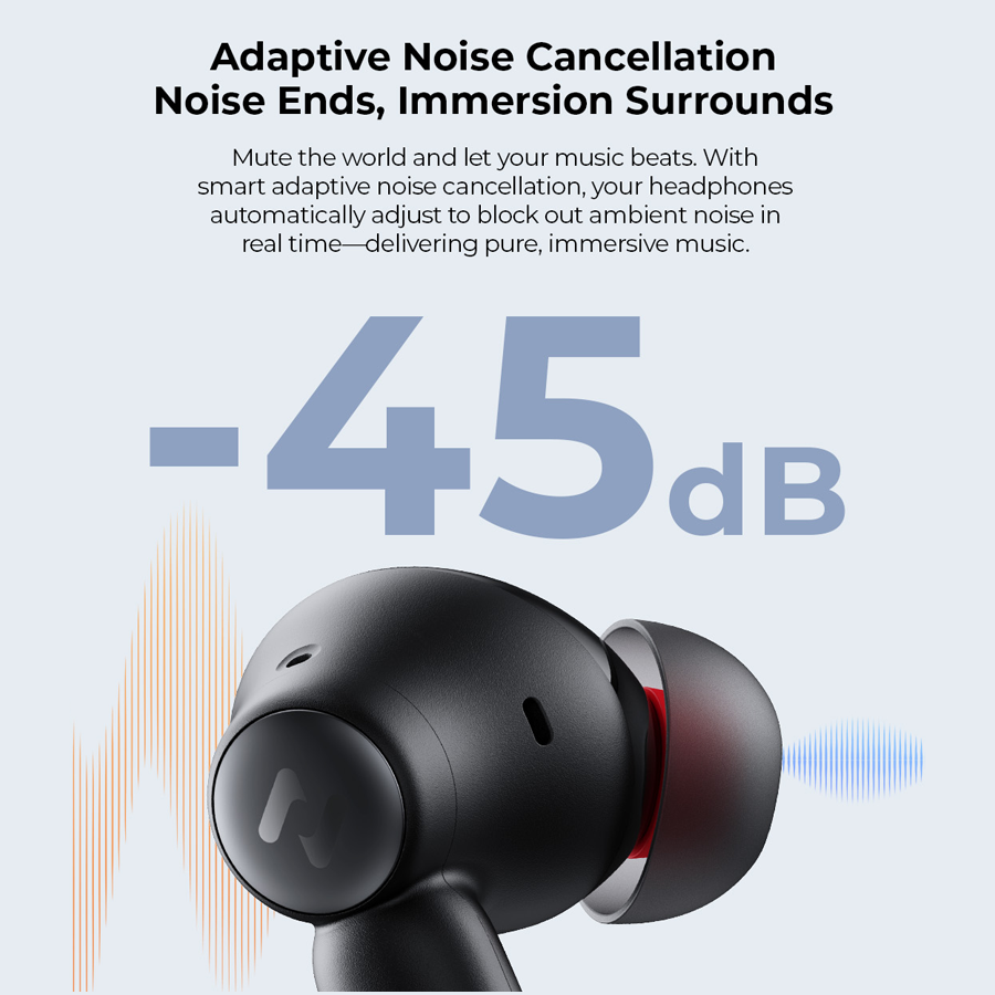 Tai Nghe TWS HAVIT SPACE NC01T, BT 6.0, Hybrid ENC + ANC -45dB, App Havit Life, Nghe Nhạc Đến 30H - Hàng Chính Hãng