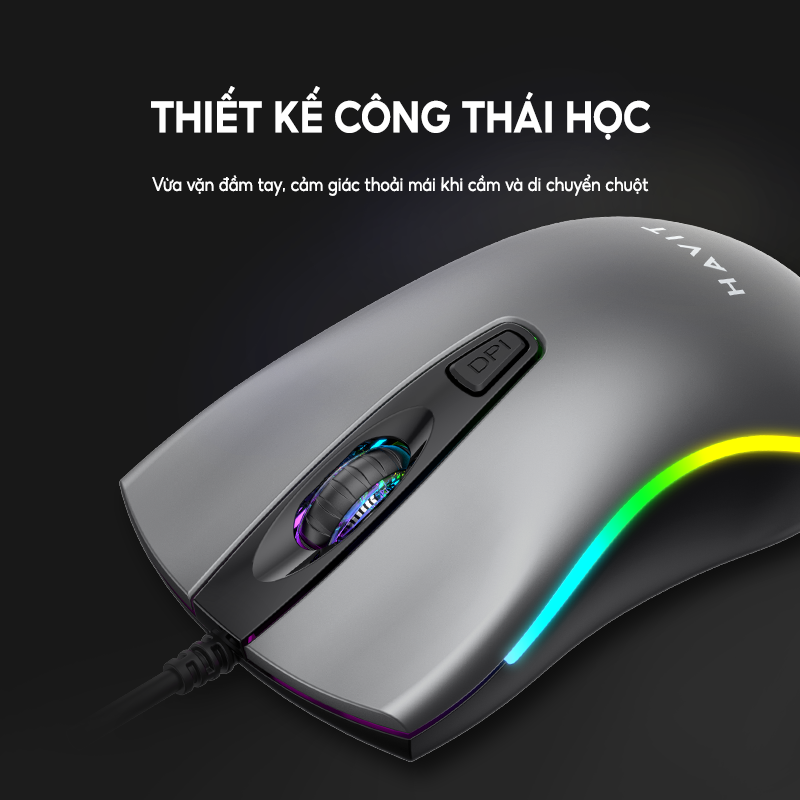 Chuột Có Dây Havit MS72 Độ Nhạy Lên Đến 1200 DPI , Có Đèn RGB - Chính Hãng Bảo Hành 12 Tháng