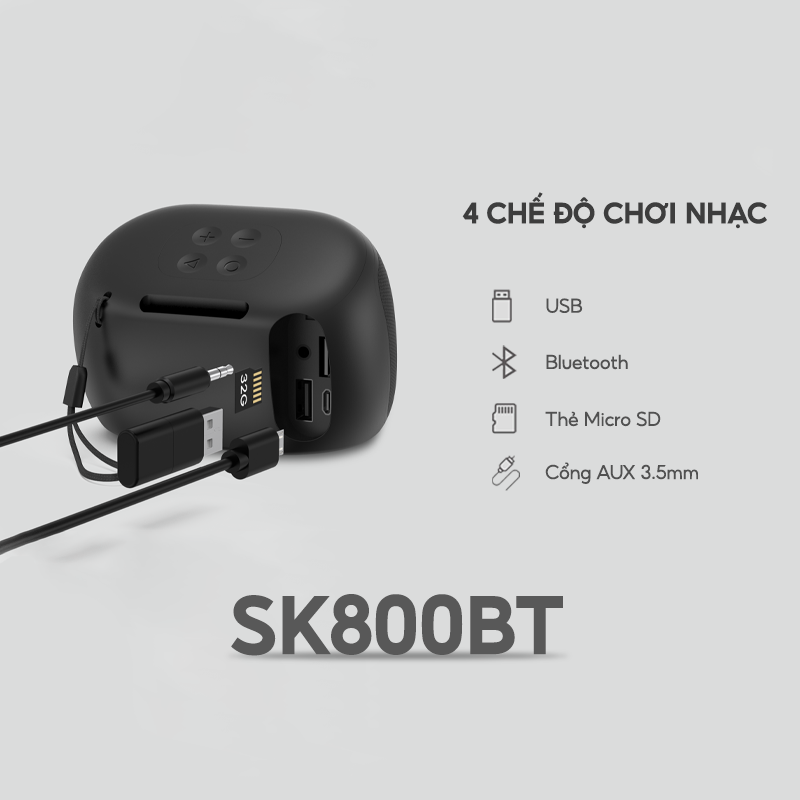 Loa Bluetooth HAVIT SK800BT Thiết Kế Nhỏ Gọn, BT 5.0, Công Suất 4W, Thời Gian Chơi Lên Đến 6h - Chính Hãng BH 12 Tháng