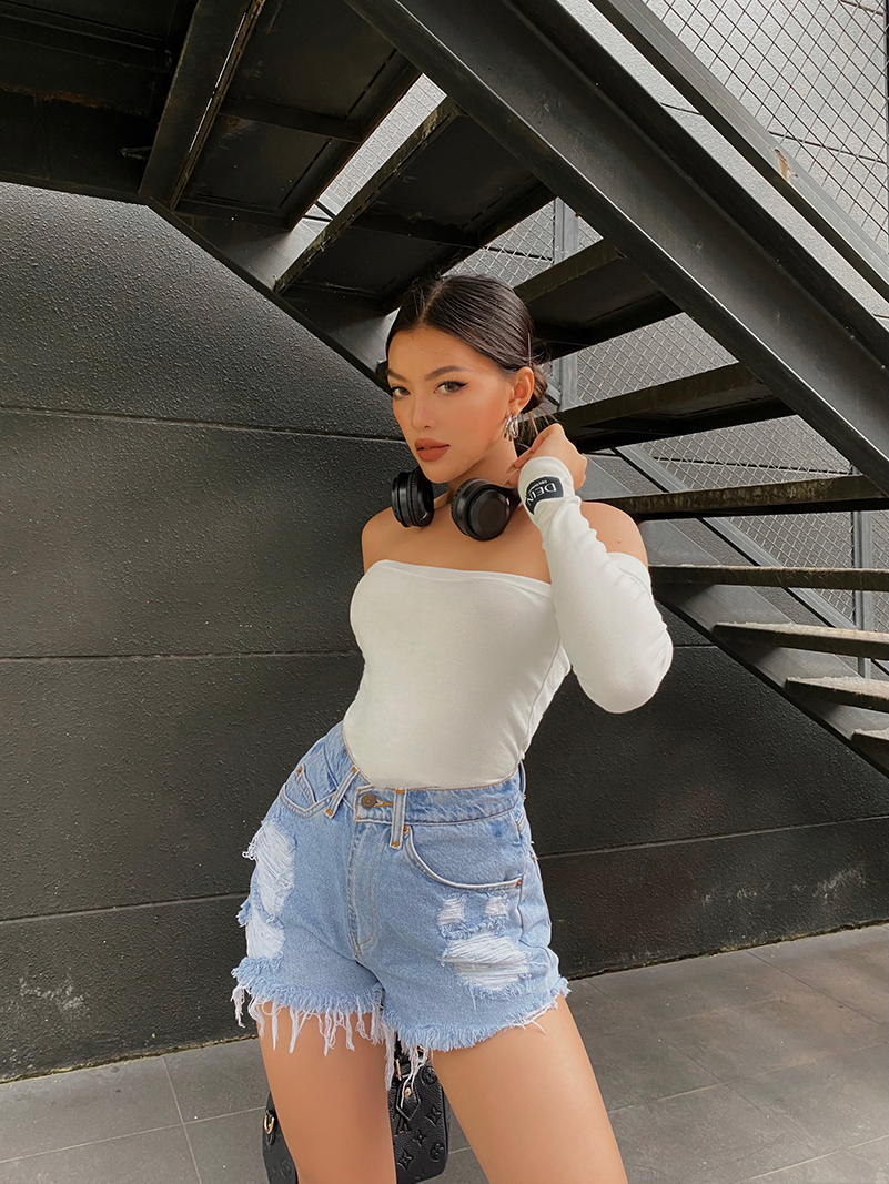 Áo Croptop Nữ Ống Tay Rời Dài DEIN® FS001, Chất Thun Co Giãn - Hàng Chính Hãng