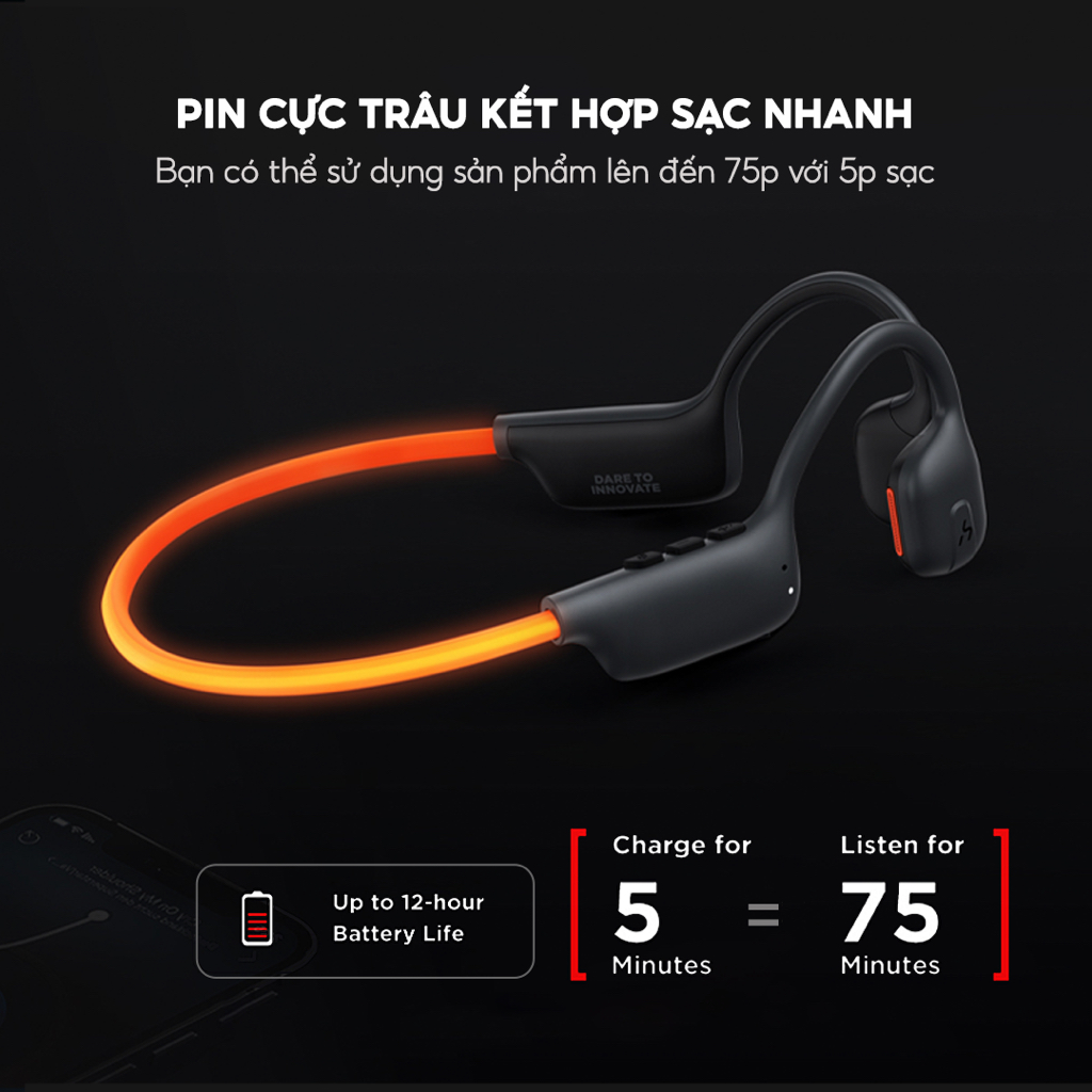 Tai Nghe Chạy bộ Havit Hakii Light, Dây đeo phát sáng, Tích hợp bộ nhớ, Thiết Kế Open-Ear, BT 5.3, Nghe Nhạc Đến 23 Giờ- Hàng Chính Hãng