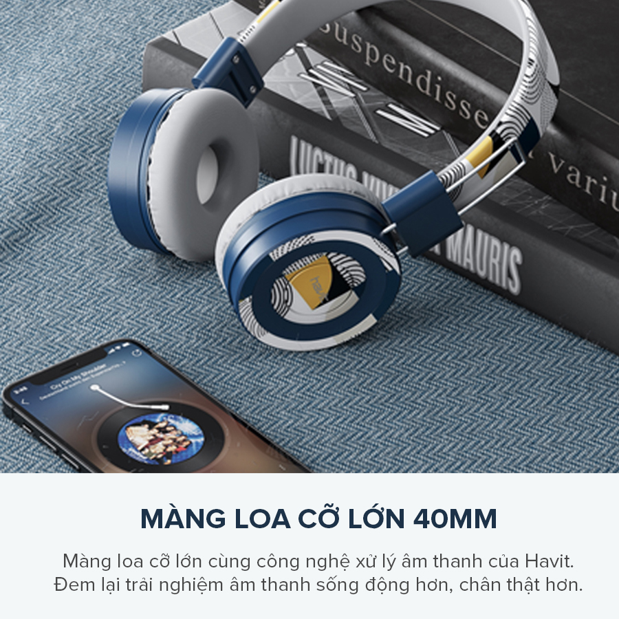 Tai nghe Headphone Havit H2238D, Đa màu sắc, Driver 40mm Âm thanh Sống Động - Chính Hãng BH 12 Tháng Dizigear