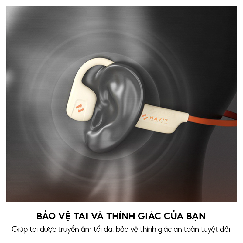 Tai Nghe Dẫn Khí Truyền Âm HAVIT FreeGo1, Thiết Kế Open-Ear, BT 5.2, Driver 16.2mm, Nghe Nhạc Đến 16H - Hàng Chính Hãng