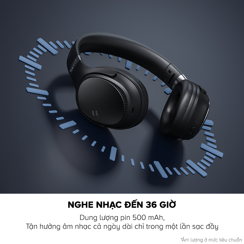 Tai Nghe Bluetooth Headphone HAVIT H630BT, Driver 40mm, BT 5.3, Gập Tiện Lợi, Nghe Đến 36H - Hàng Chính Hãng Dizigear