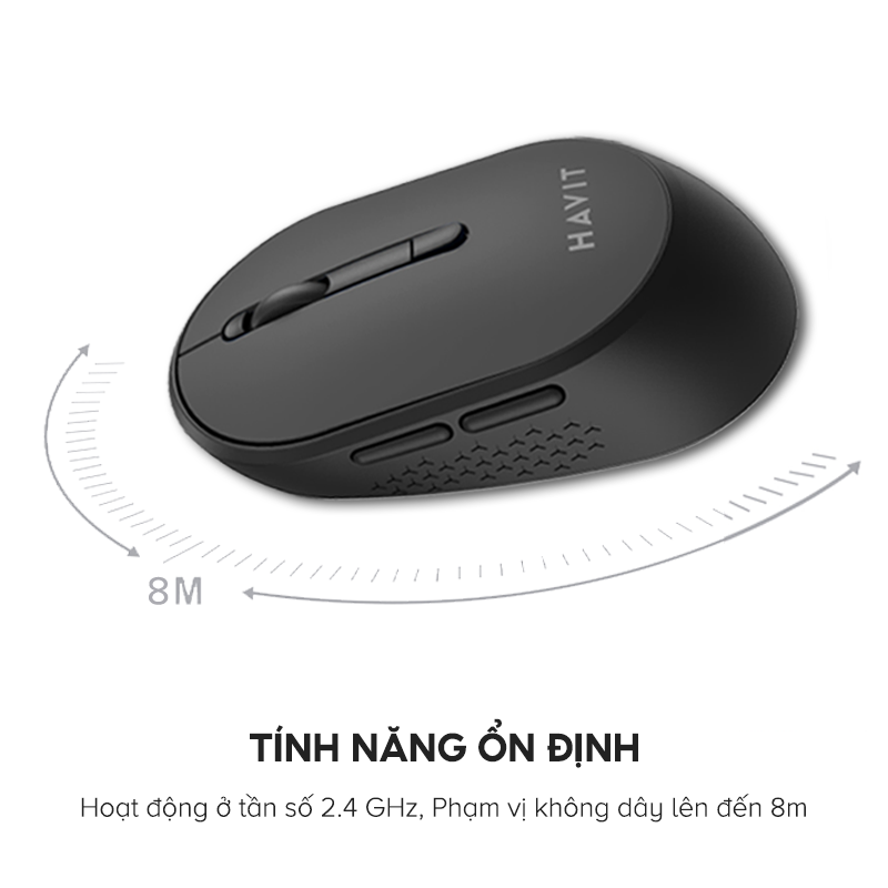 Chuột Không Dây HAVIT MS78 Nhỏ Gọn, 6 Nút Điều Chỉnh + 3 Chế Độ DPI, Tuổi Thọ 3tr Lần Nhấn - Hàng Chính Hãng Dizigear