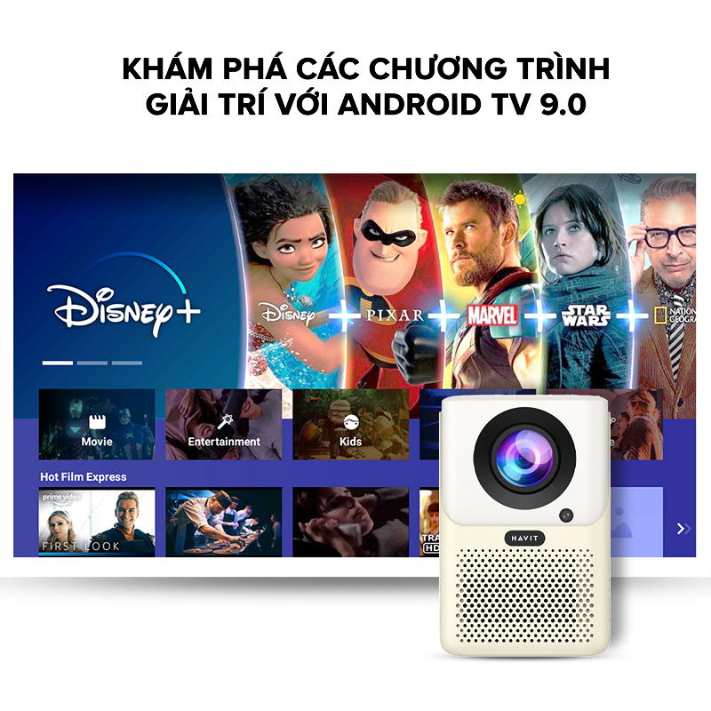 Máy Chiếu HAVIT PJ216 Pro, Full HD 4k, Android 9.0, Tự Động Điều Chỉnh Thông Minh - Chính Hãng BH 12 Tháng