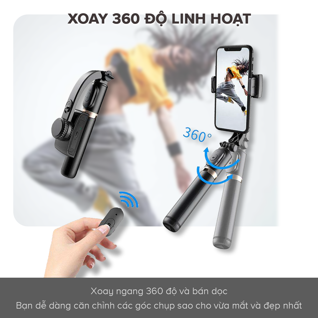 Tay Cầm Gimbal HAVIT ST7606, Chống Rung Điện Tử, Bluetooth 4.2, Điều Khiển Từ Xa - Chính Hãng BH 12 Tháng