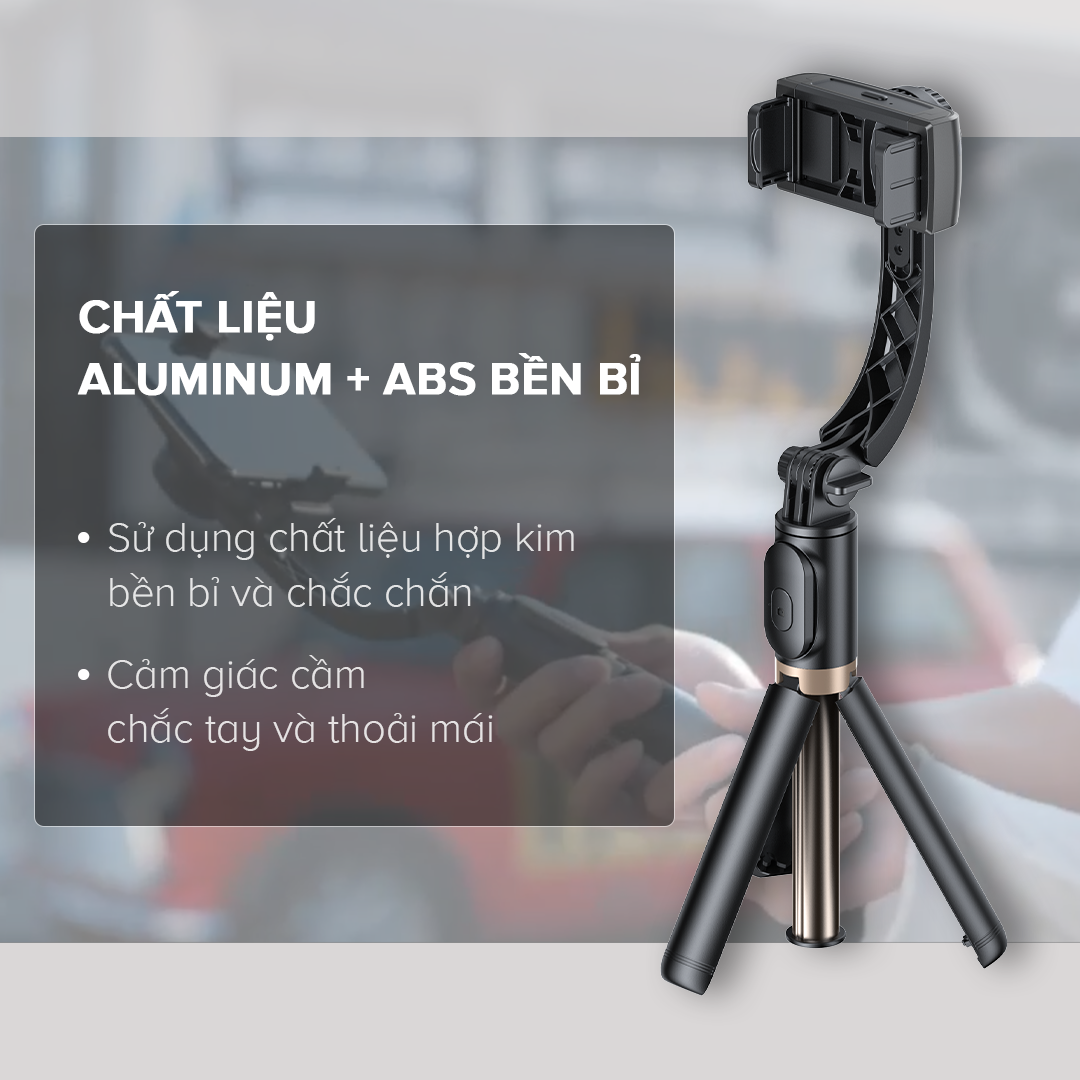 Tay Cầm Gimbal HAVIT ST7606, Chống Rung Điện Tử, Bluetooth 4.2, Điều Khiển Từ Xa - Chính Hãng BH 12 Tháng