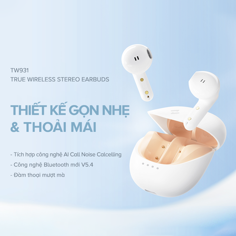 Tai Nghe TWS HAVIT TW931, Thiết kế công thái học, BT 5.4, Công nghệ Chống ồn, Nghe Đến 6H - Chính Hãng bảo hành 12 tháng