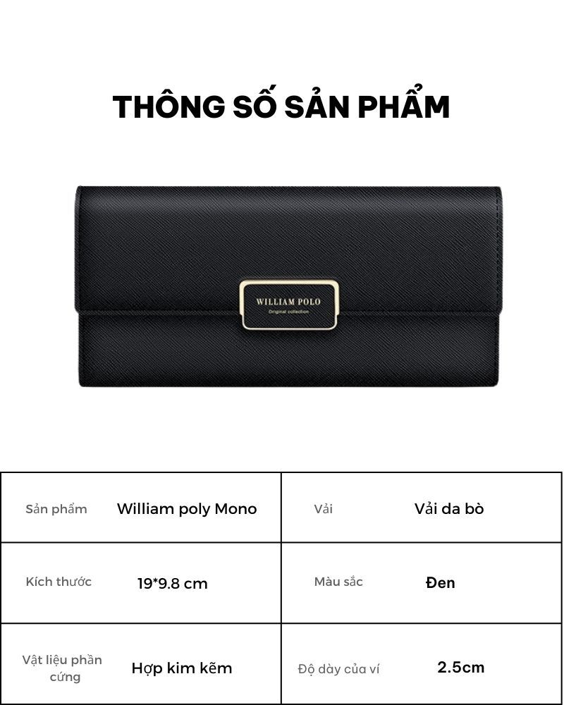 Ví Cầm Tay Nữ Hàng Hiệu William Polo Mono GLW1162