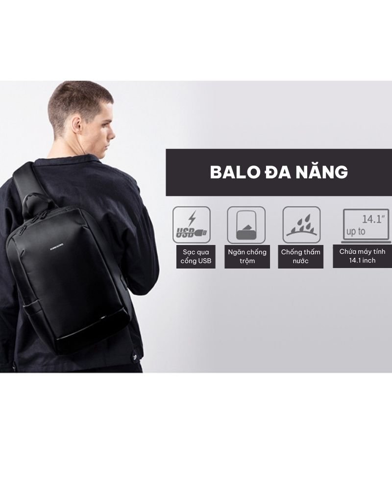 Balo Đeo Chéo Nam Hàng Hiệu Kingsons Hero GLC1146