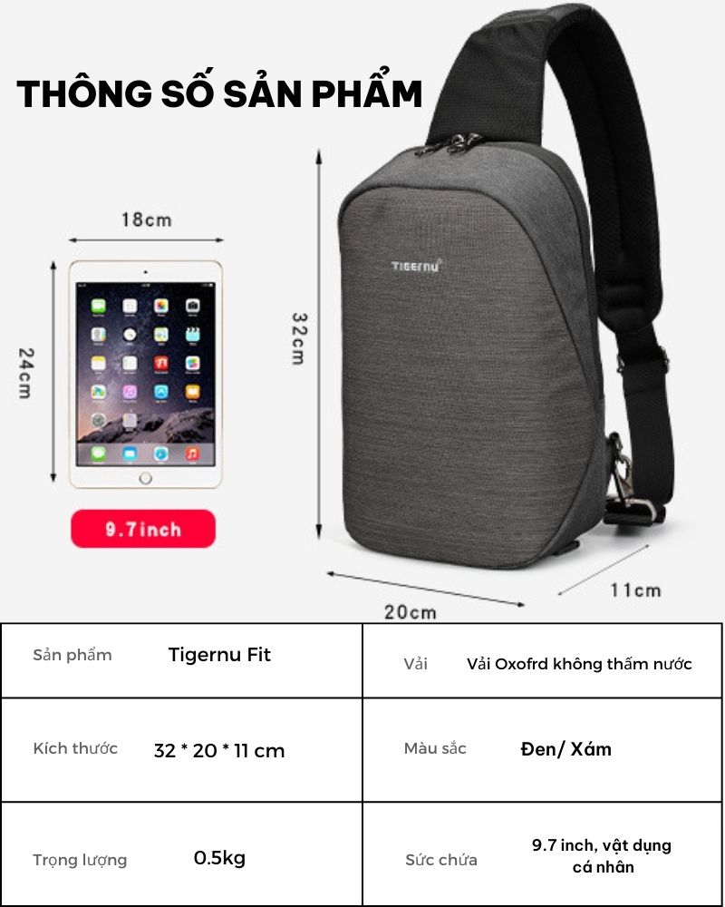 Túi Đeo Chéo Cao Cấp Tigernu Fit GLC1156