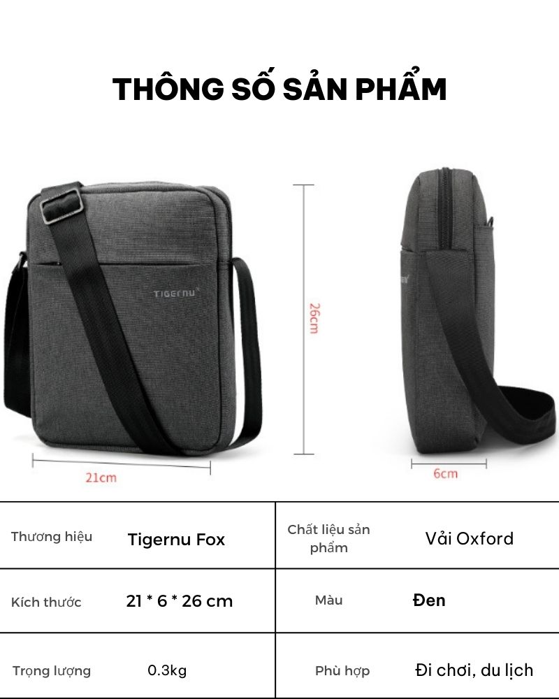 Túi Đeo Chéo Hình Chữ Nhật Đứng Tigernu Fox GLC1167