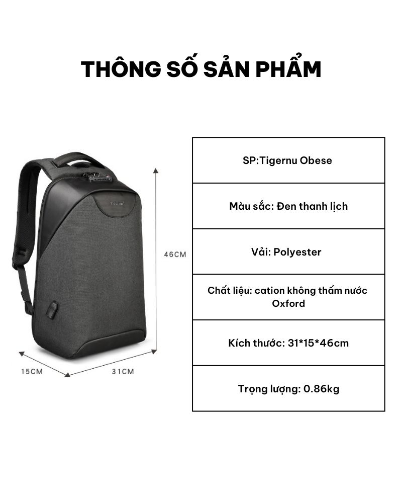 Balo Du Lịch Chống Trộm Tigernu Obese GLB1155