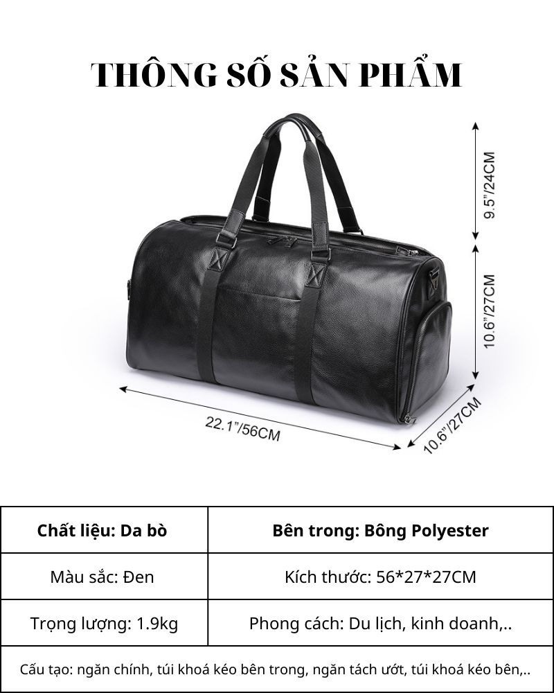 Túi Xách Du Lịch Da Bò Giao Long Oasis GLH1170