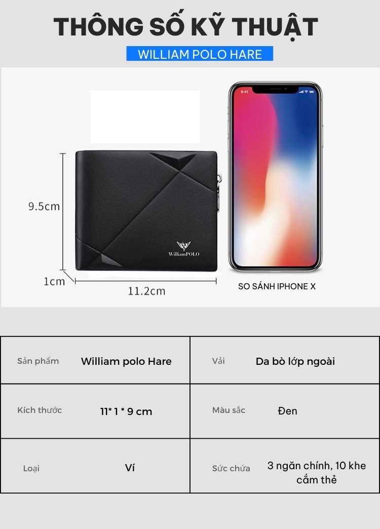 Ví Da Nam Cao Cấp William Polo Hare GLW1133