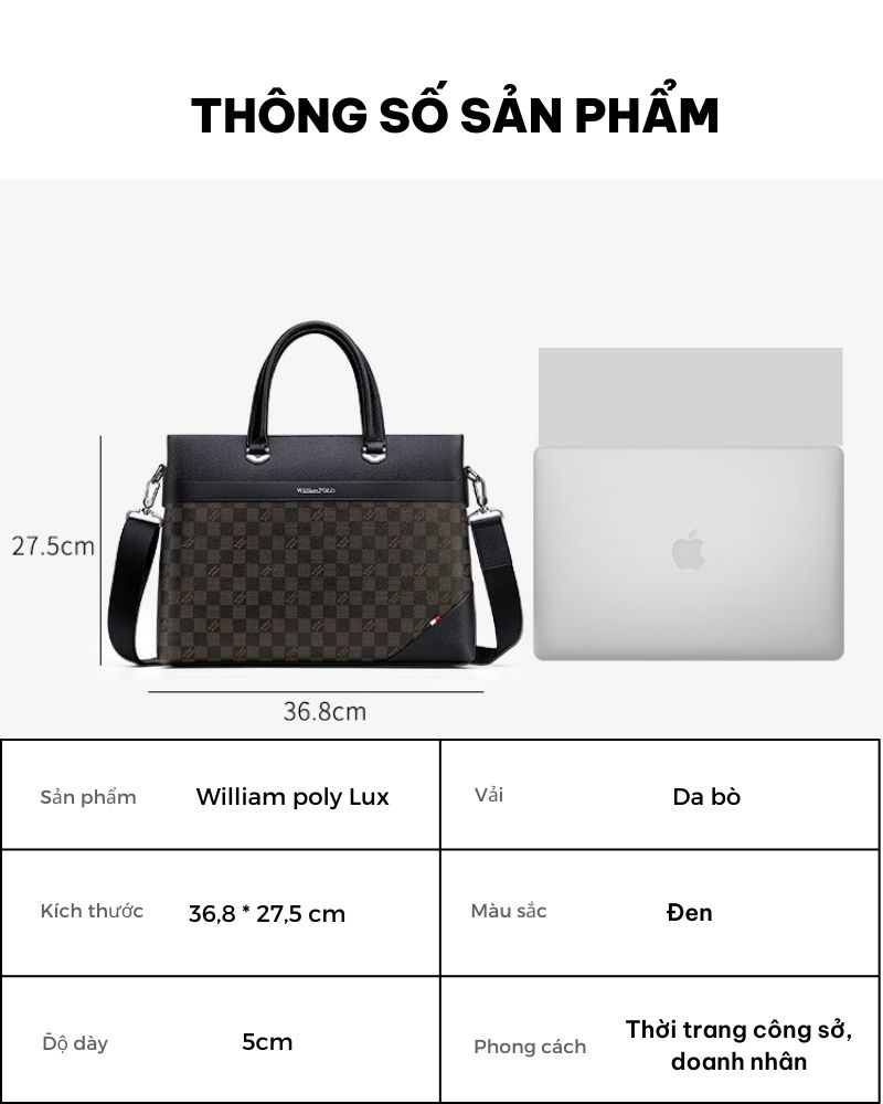 Túi Xách Da Nam Công Sở William Polo Lux GLH1139