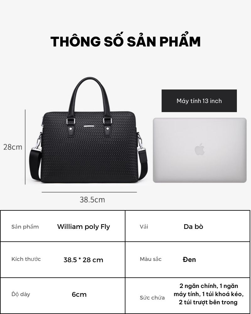 Túi Xách Nam Công Sở William Polo Fly GLH1140