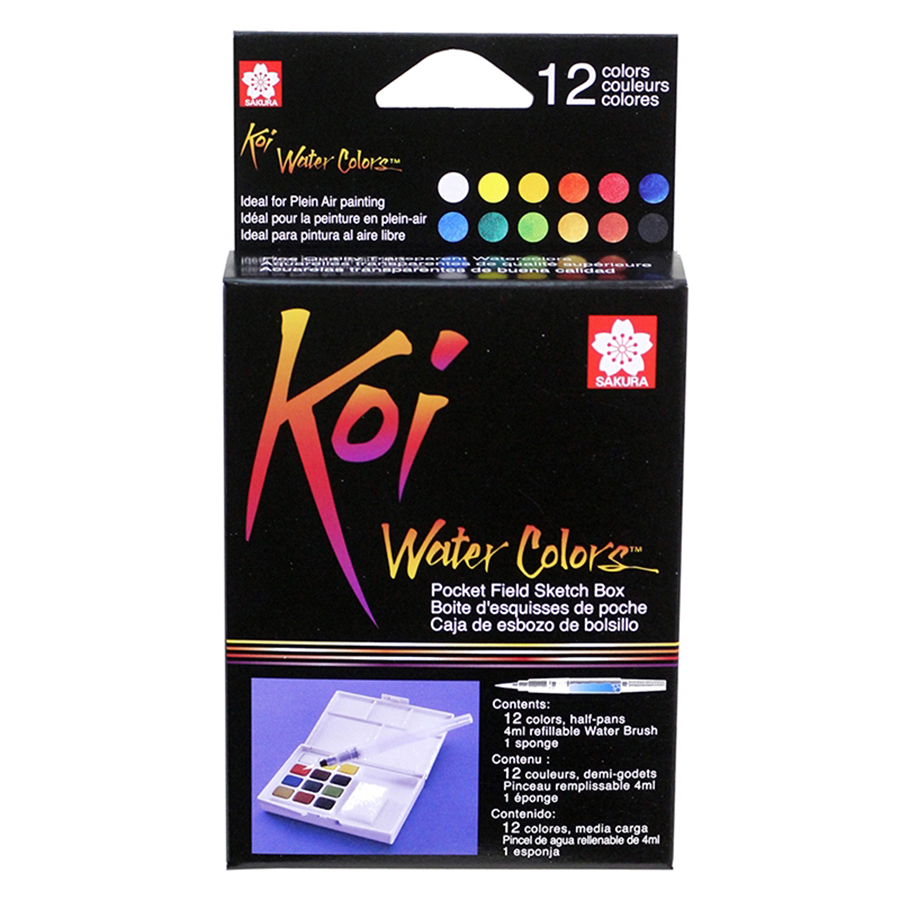 Bộ 12 Màu Nước Nén Sakura Koi Water Color XNCW-12H 74670