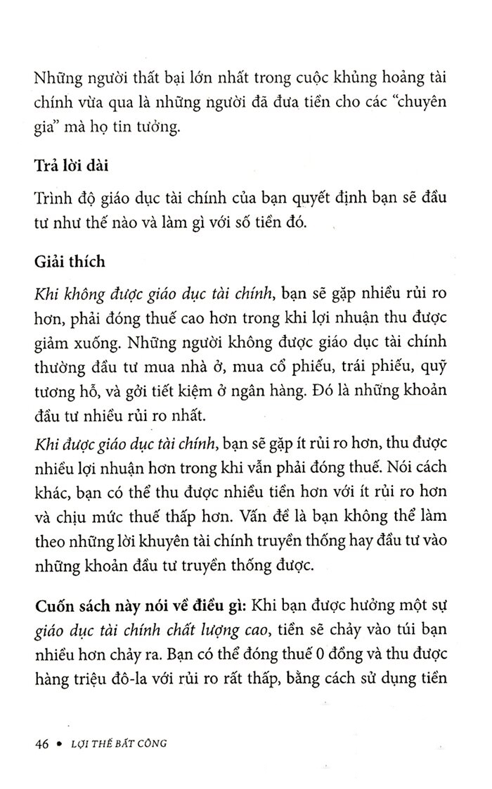 Lợi Thế Bất Công - Sức Mạnh Của Giáo Dục Tài Chính