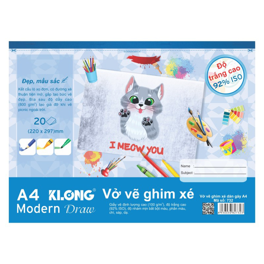 Vở Vẽ A4 KLong Xé Dán Gáy TP732 20 Tờ