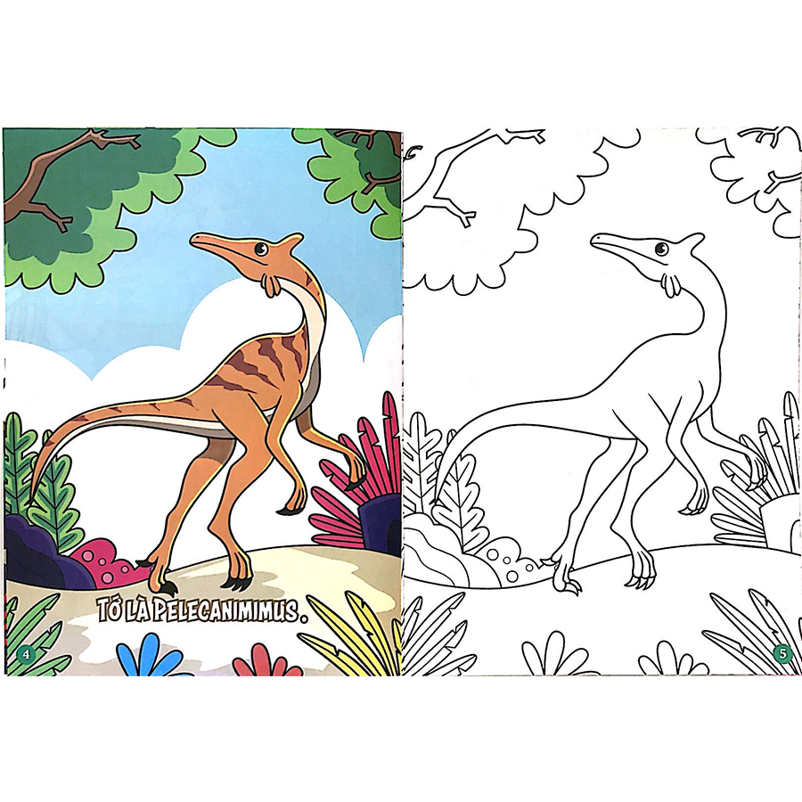 Hình tô màu con khủng long cho bé 5 tuổi