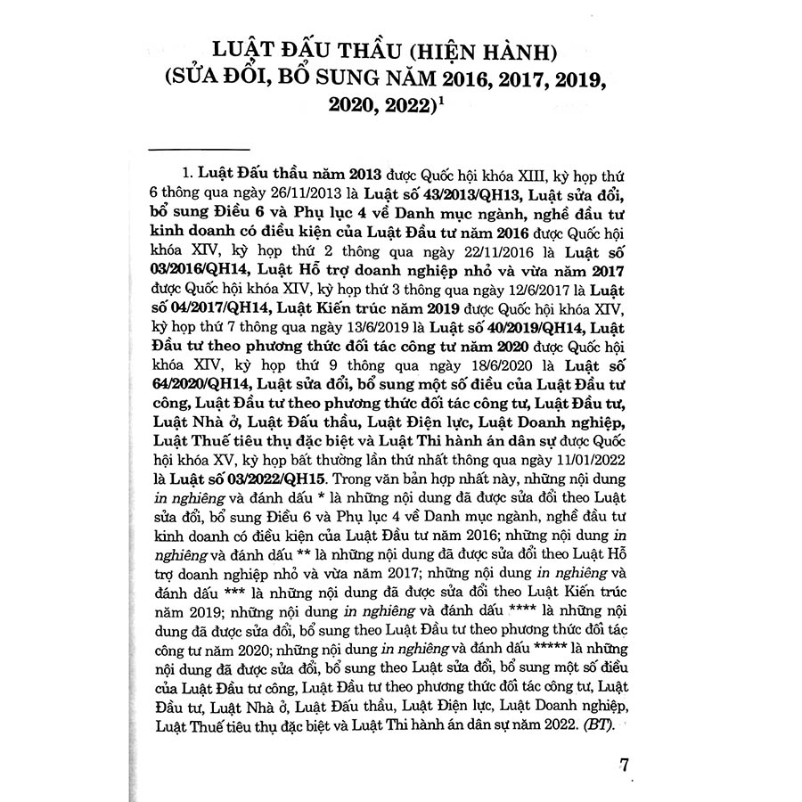 Luật Đấu Thầu (Hiện Hành) (Sửa Đổi, Bổ Sung Năm 2016, 2017, 2019, 2020, 2022)
