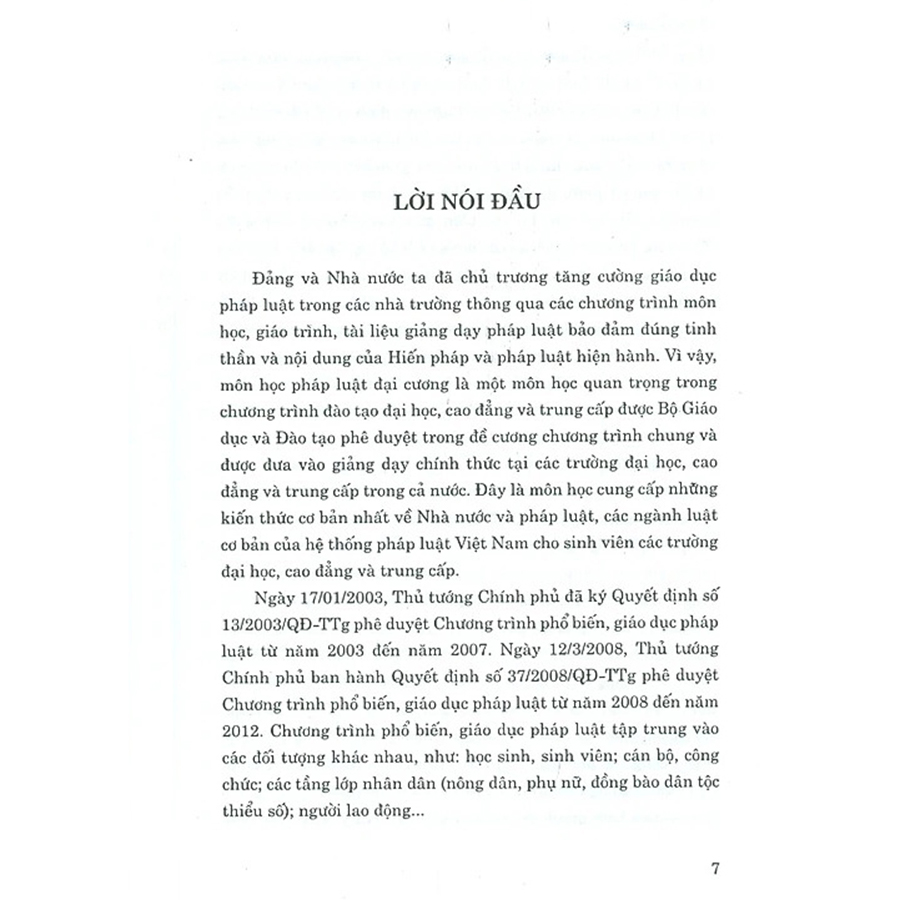 Pháp Luật Đại Cương Dành Cho Các Trường Đại Học , Cao Đẳng Và Trung Cấp