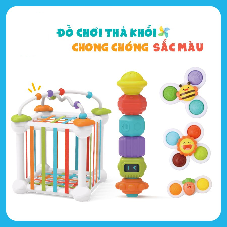 Đồ Chơi Thả Khối Và Chong Chóng Sắc Màu PAB999