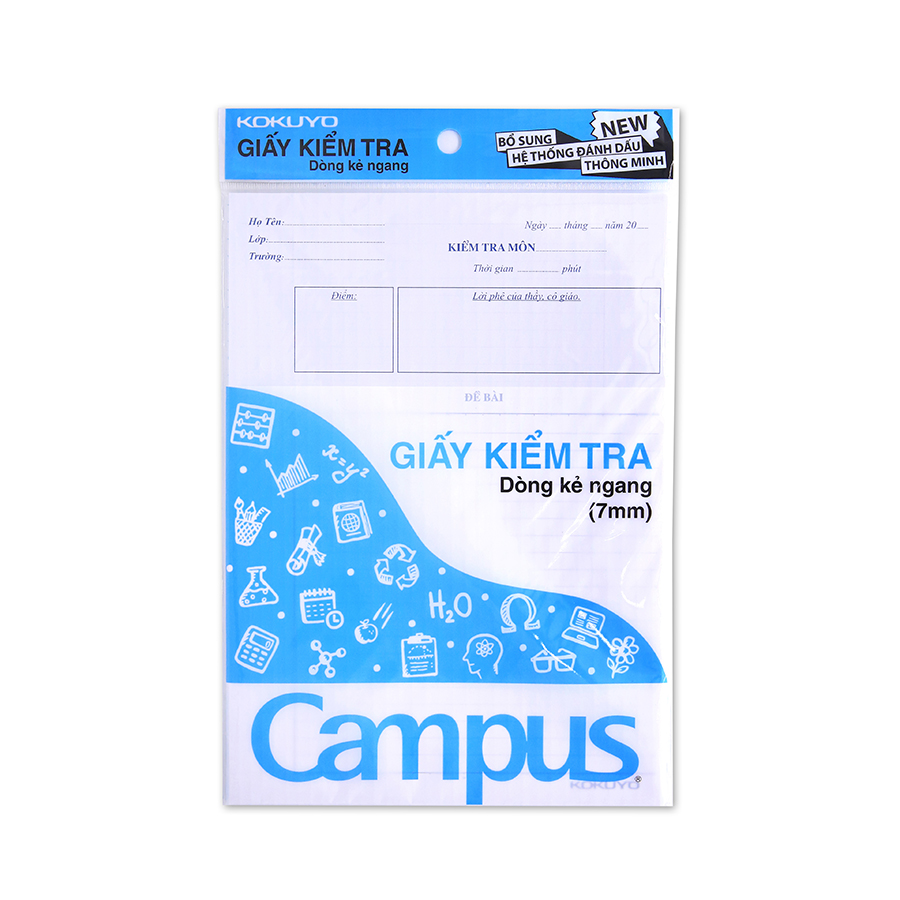 Giấy Kiểm Tra Kẻ Ngang Campus Tờ Đôi Không Chấm V-TP-A-RE 2640