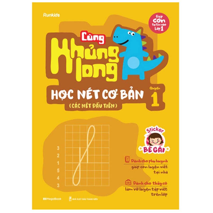 Cùng Khủng Long Học Nét Cơ Bản Quyển 1 - Bé Gái - Các Nét Đầu Tiên