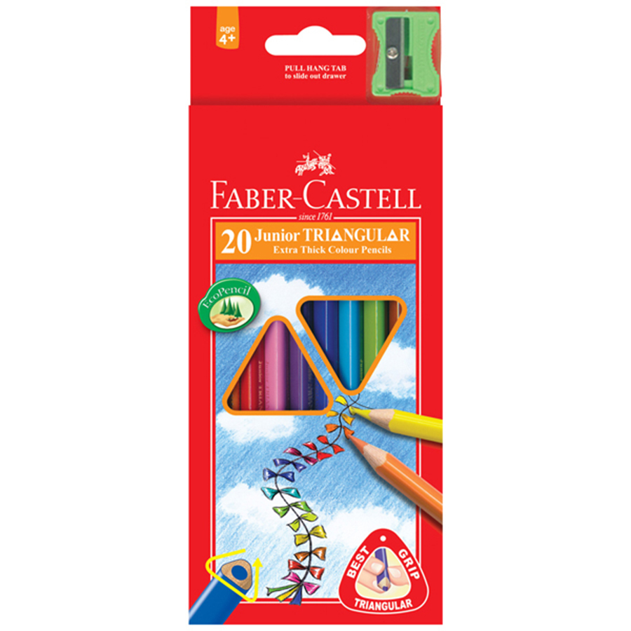 Bút Chì Màu Faber-Castell 11653820 Junior Triangular 20 Màu Kèm Gọt