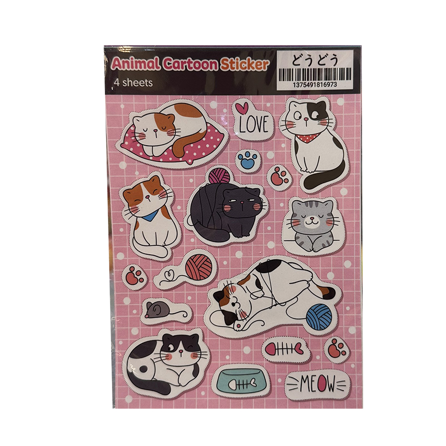 Set 4 Animal Cartoon Sticker