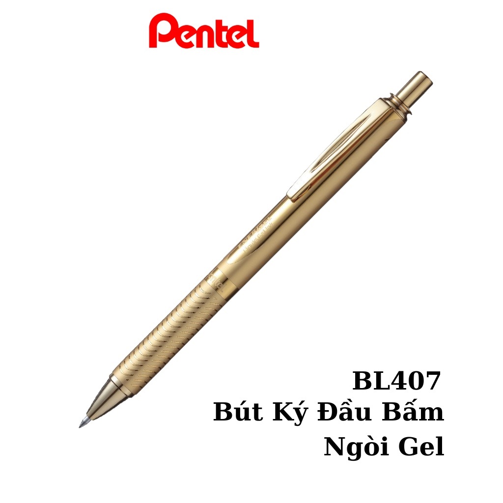 Bút Ký Cao Cấp Pentel BL407 Mực Xanh Thân Màu Vàng Đồng