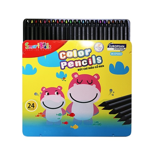 Bút Chì Màu Hộp Kim Loại Smart Kids SK-CP3002 (24 Màu/Hộp)