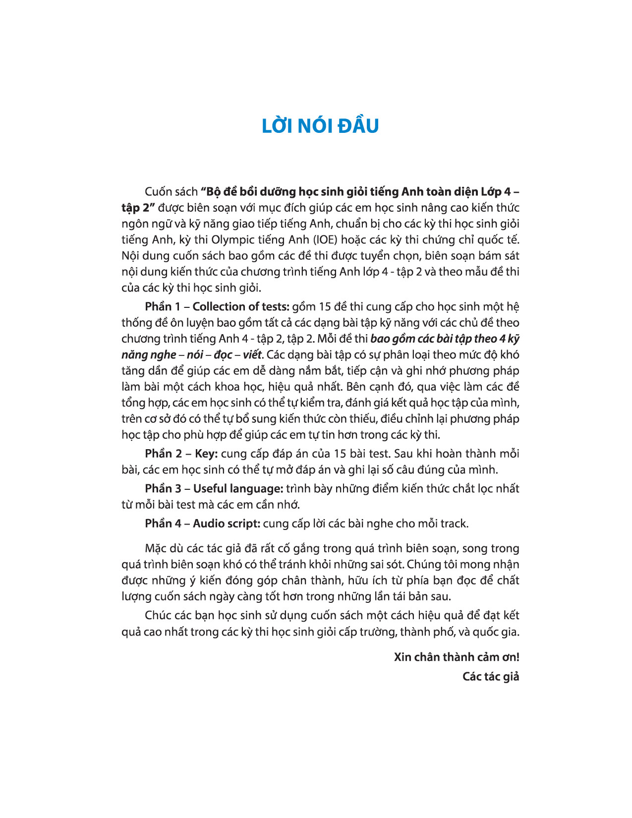 Bộ Đề Bồi Dưỡng Học Sinh Giỏi Toàn Diện - Tiếng Anh 4 -Tập 2