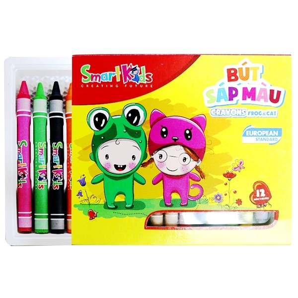 Bút Sáp 12 Màu Frog & Cat Smart Kids SK-CR0006