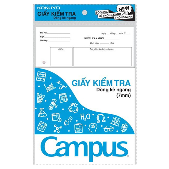 Giấy Kiểm Tra Kẻ Ngang Campus Tờ Đôi Không Chấm V-TP-A-RE 2640