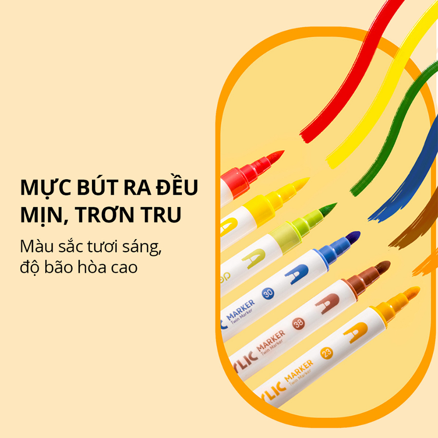 Bút Màu Acrylic Deli 2 Đầu HM924-36 Màu