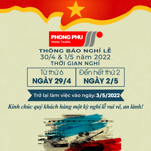 THÔNG BÁO LỊCH NGHỈ LỄ 30/4-1/5
