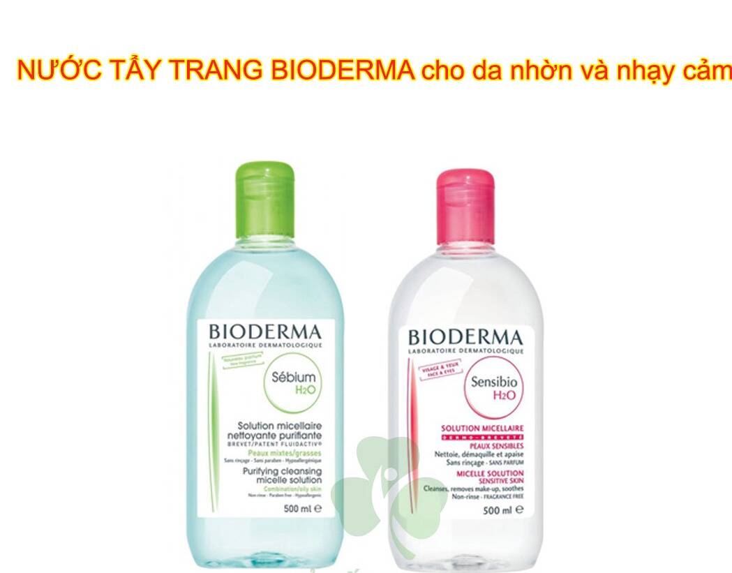 Nước tẩy trang Bioderma H2O của Pháp Màu Xanh, Hồng, 500ml