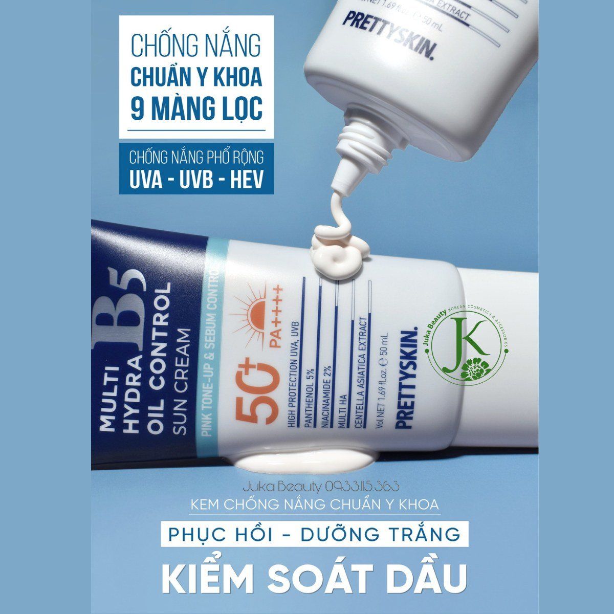 Kem Chống Nắng B5 Pretty Skin Cho Da Dầu - Multi Hydra Oil Control Sun Cream SPF50+ PA++++ 50ml