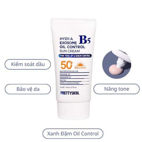 Kem Chống Nắng b5 prettyskin Da Dầu Hydra Exosome Oil Control Sun Cream 50ml