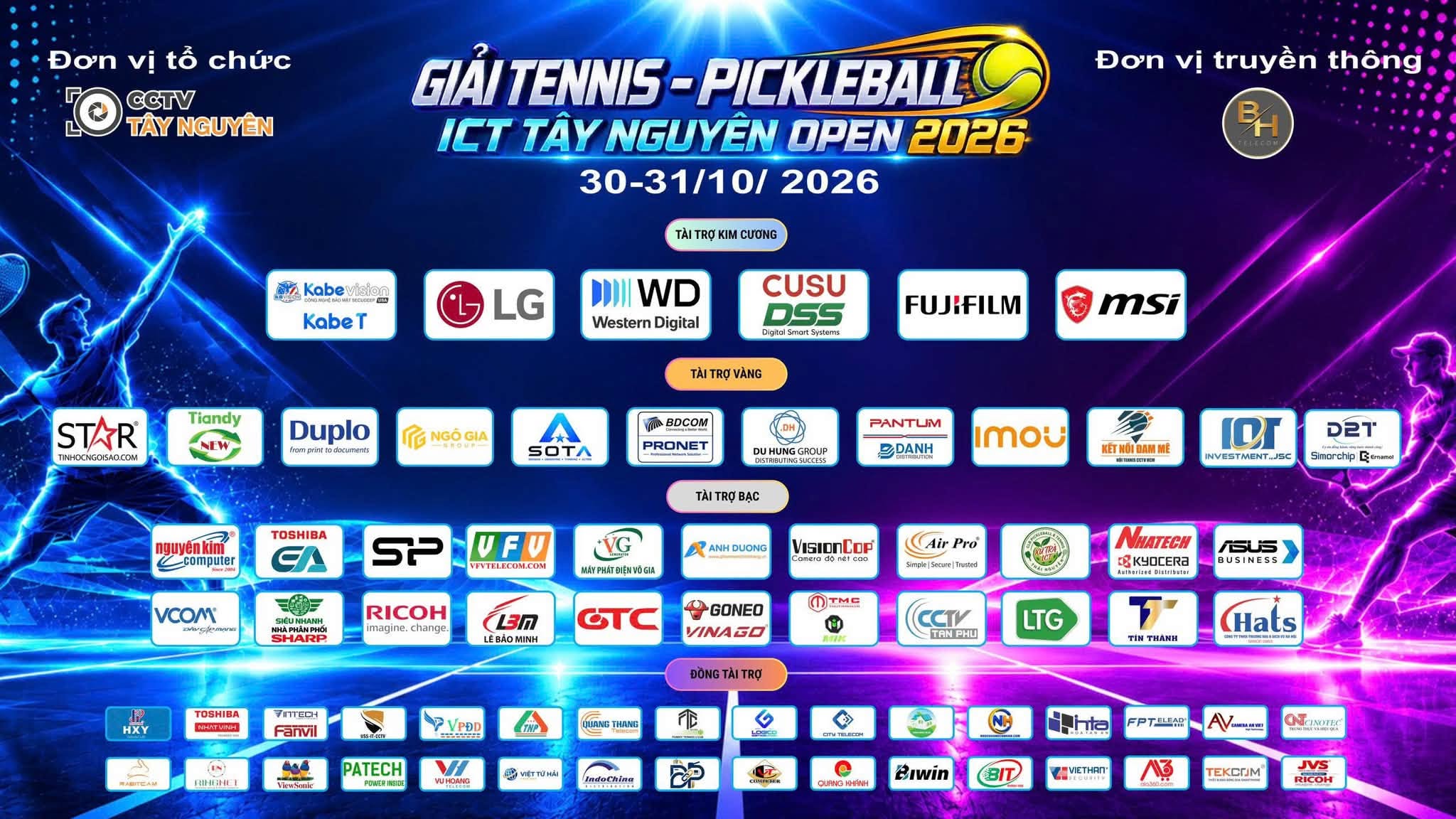 VFV TELECOM – NHÀ TÀI TRỢ BẠC GIẢI PICKLEBALL & TENNIS IT CCTV TÂY NGUYÊN 2026