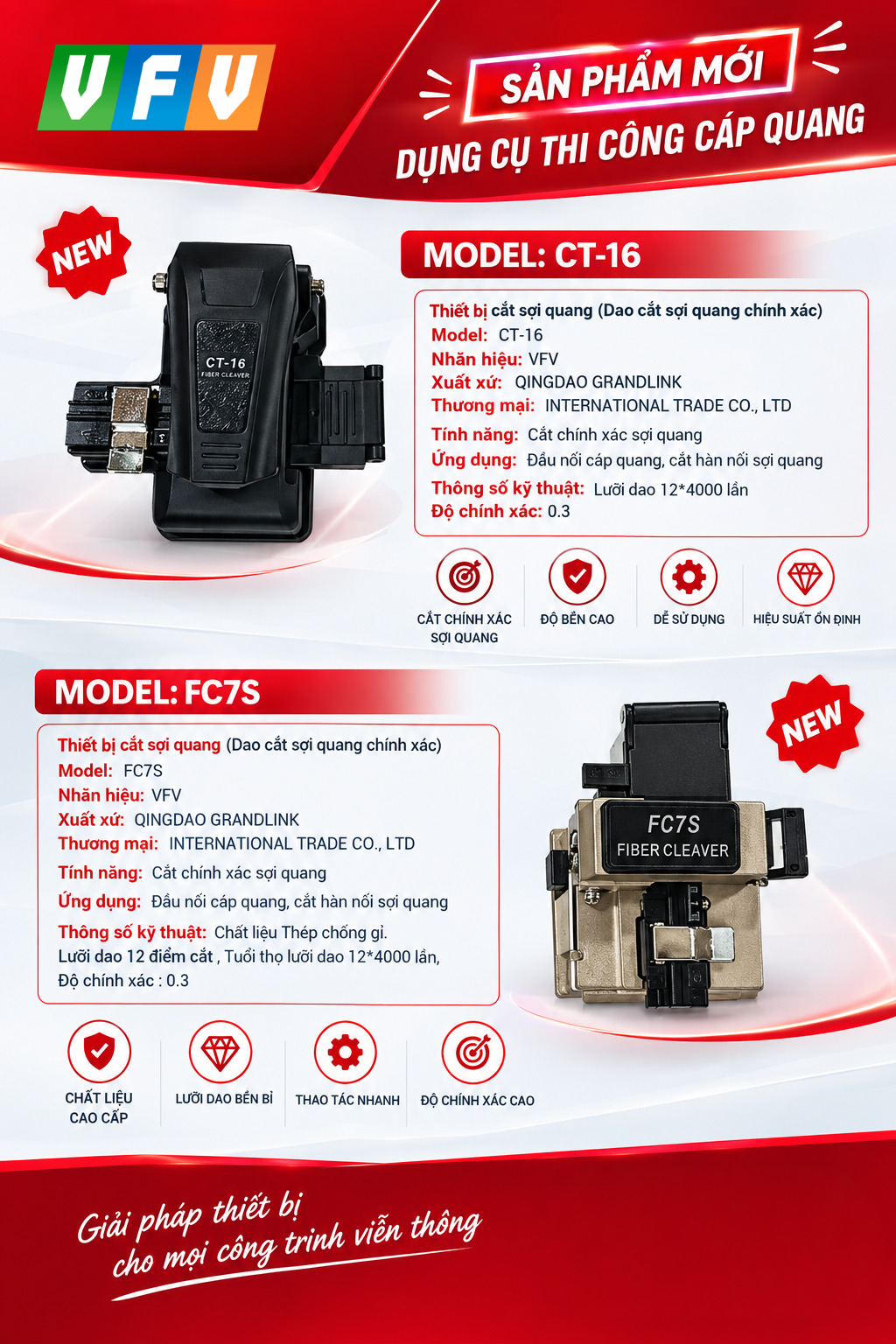 🔥 VFV TELECOM RA MẮT LOẠT SẢN PHẨM MỚI – DỤNG CỤ THI CÔNG CÁP QUANG 🔥