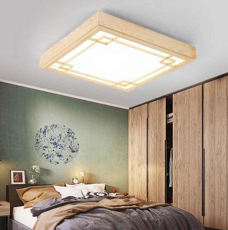 Chọn đèn ốp trần gỗ cho phòng ngủ