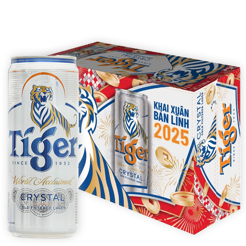 Bia Tiger Crystal 330ml (4.6%) (Bạc)