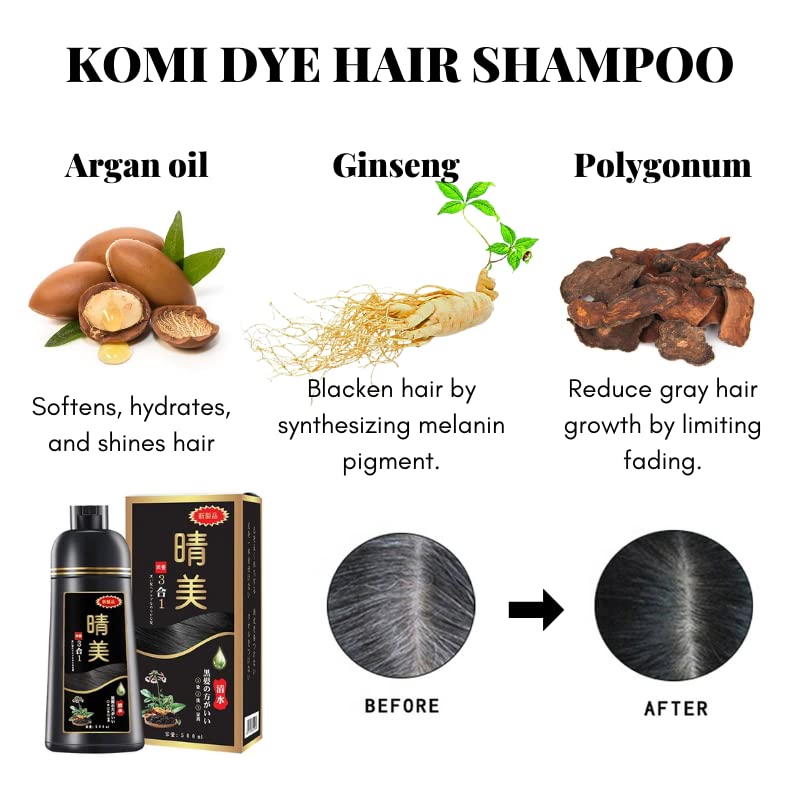 Dầu Gội Nhuộm Đen Tóc Thảo Dược Thiên Nhiên Komi Nhật Bản - 500ml (Nội Địa Nhật)