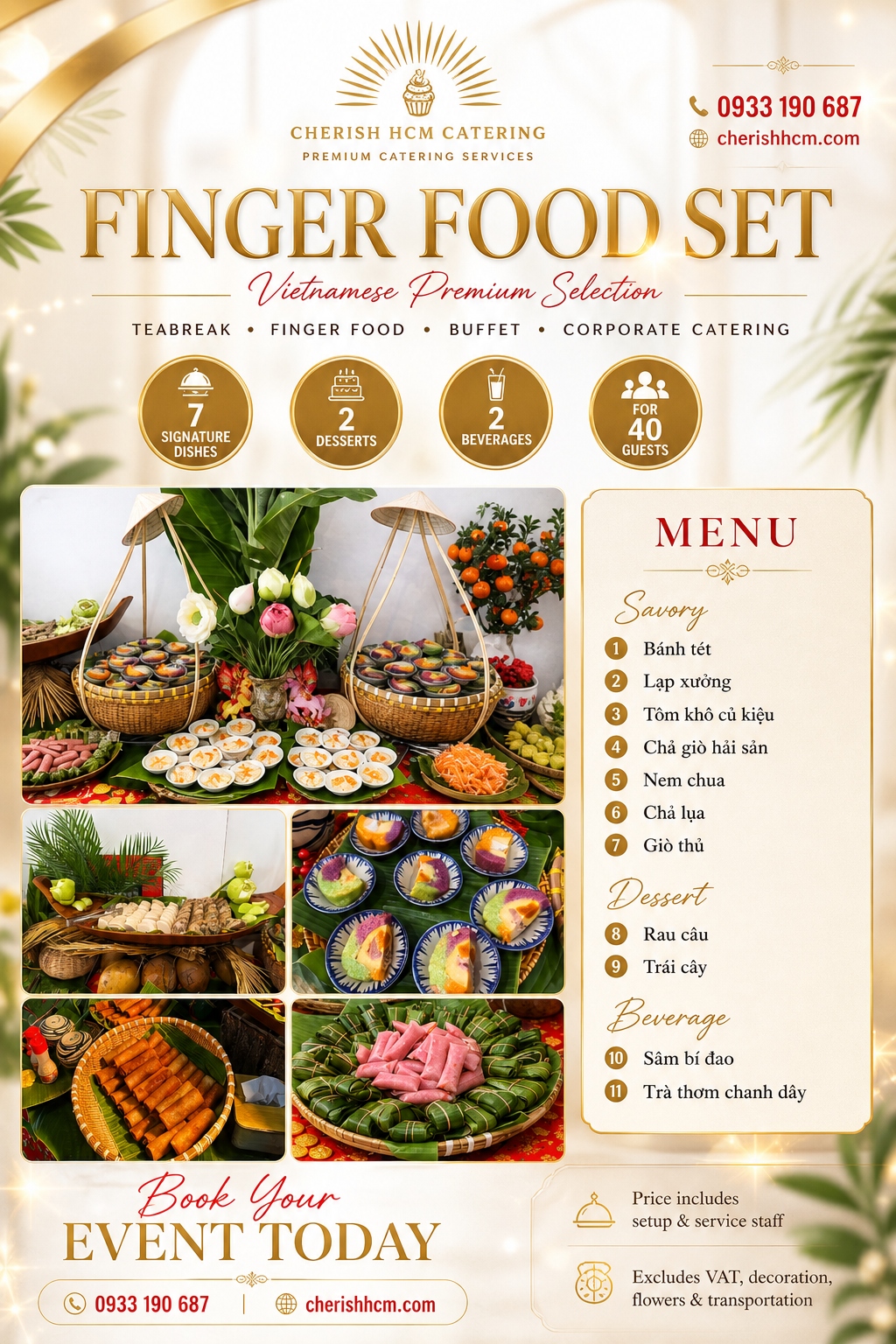020226 Tiệc Finger food Tết Sum vầy - Thực đơn 11 món - Phù hợp từ 40 khách
