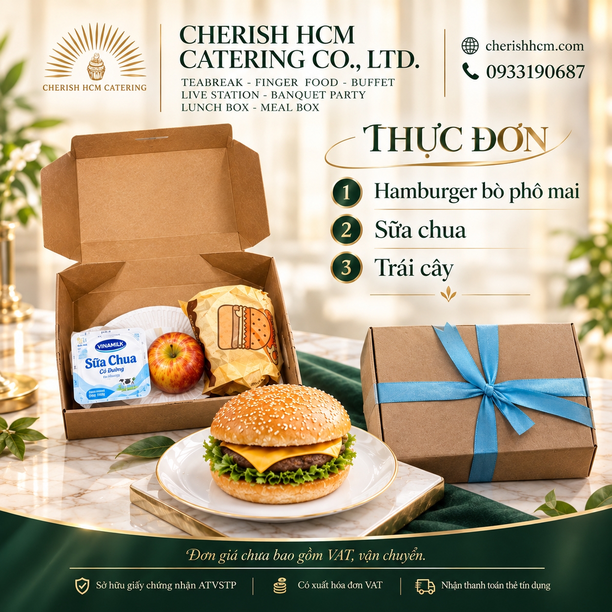 021026 Box Hamburger, Sữa chua, Trái cây
